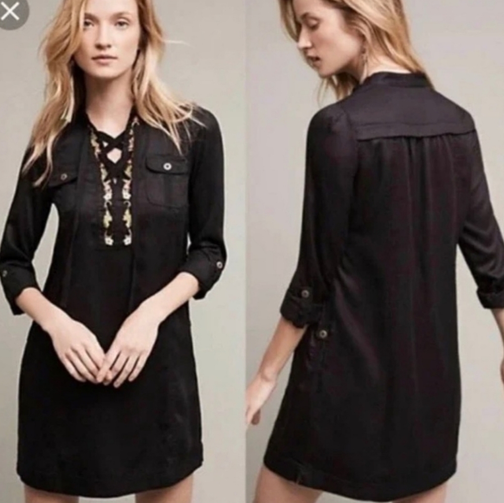 Anthropologie Holding Horses Imogen Dress Size US 10 Black
